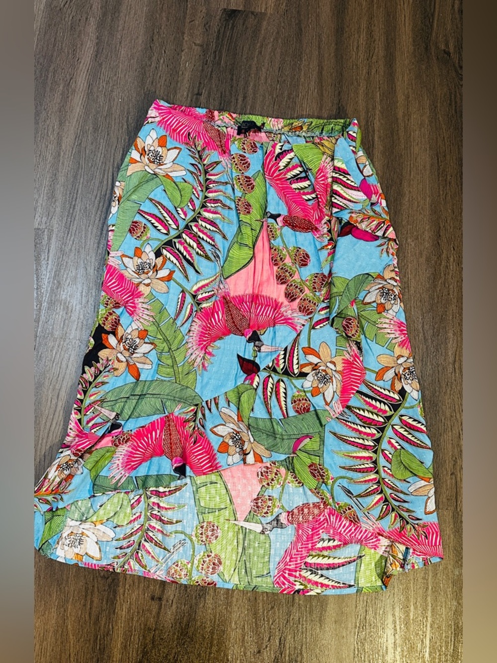 Rachel Roy Tropical Print Wrap Skirt Size M NWT Colorful Floral Bird Resort - Picture 2 of 11
